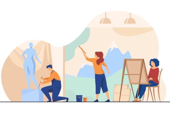 Download Artists Creating Artworks Flat Vector Il - Artists Collection